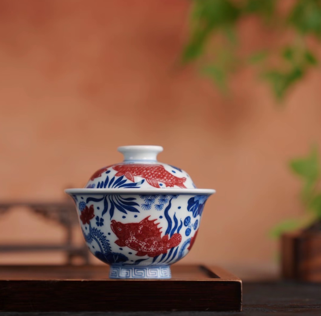 刘建锋窑每日推荐——刘建锋窑青花釉里红荷花鱼草系列(图2)