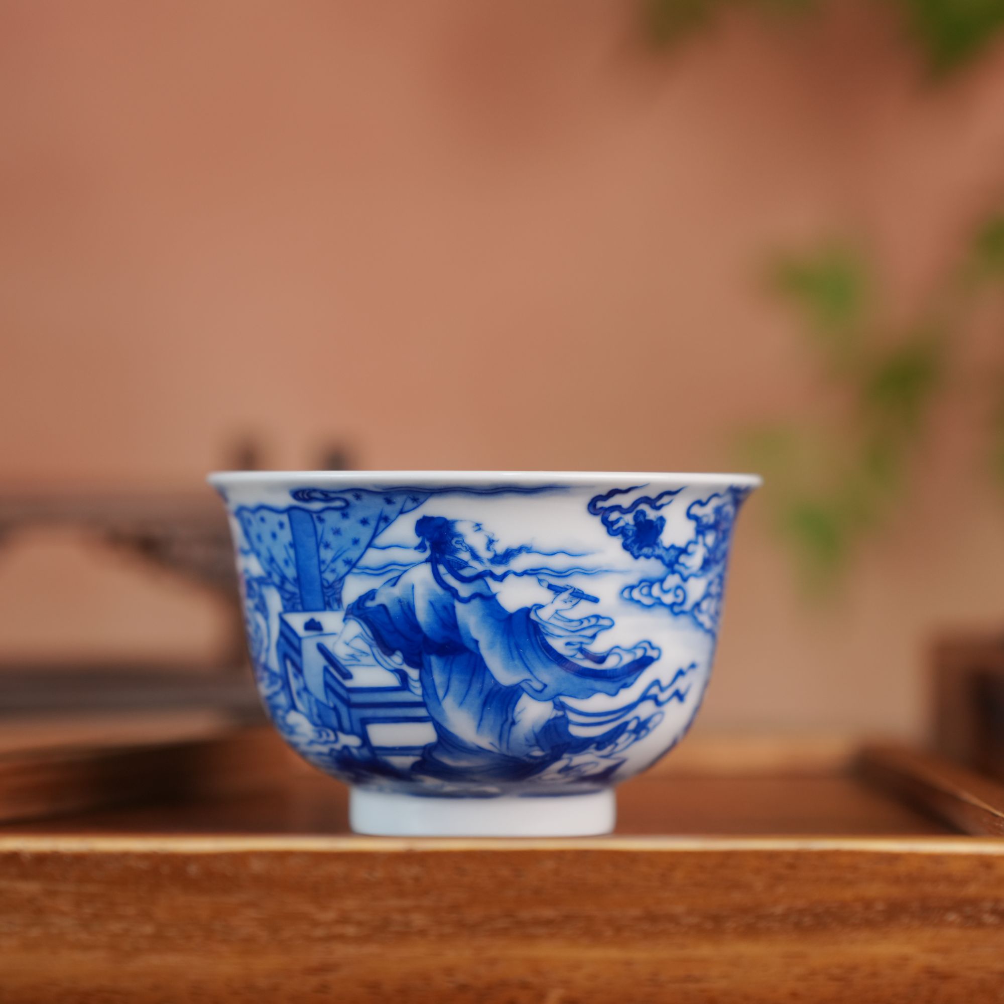 买片云晚谷青花人物杯，推荐抖音景德镇瓷都