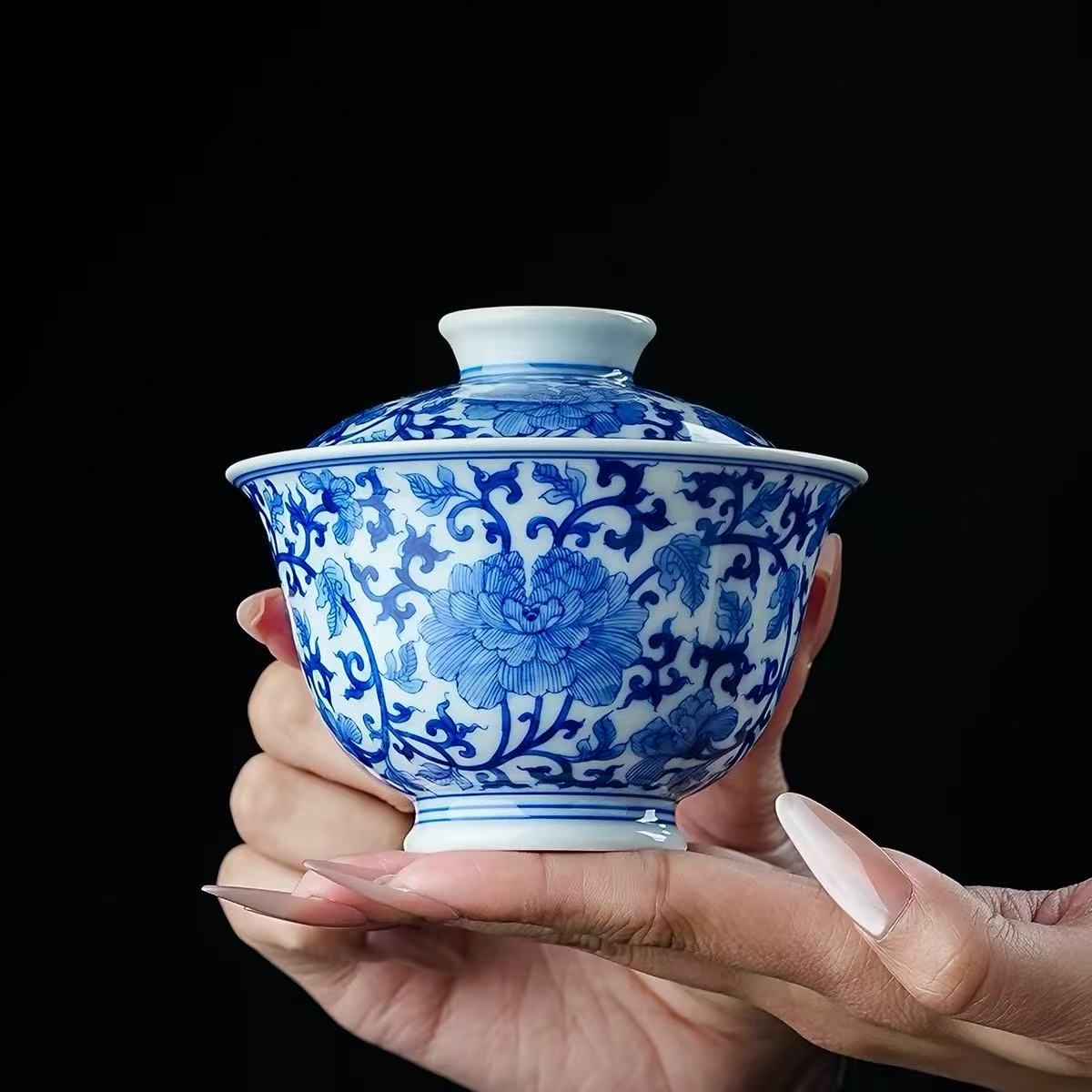 千年青花承雅韵｜刘建锋窑缠枝牡丹全系列茶器，匠心复刻官窑美学(图1)